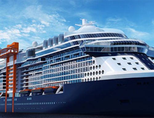 Celebrity Edge sets sail out of its shipyard headed to the US