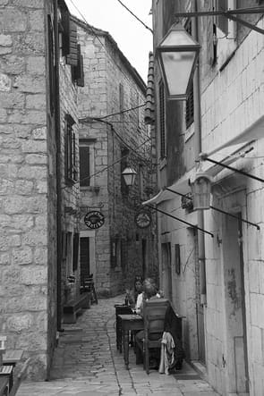 Narrow cobblestone streets of Stari Grad, Croatia