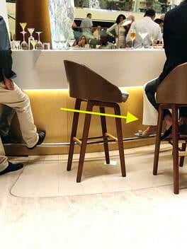 Design error. The seat slants and dumps you out on the Celebrity Edge Martini Bar.