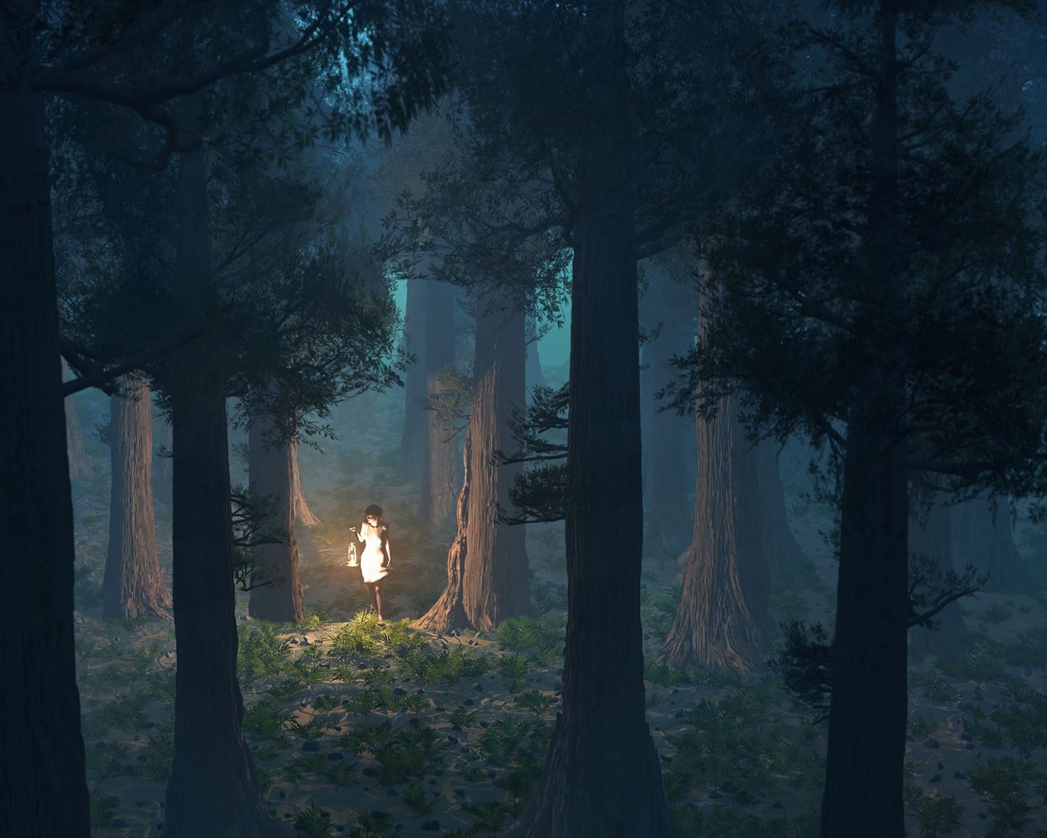 Woman lost in the forest